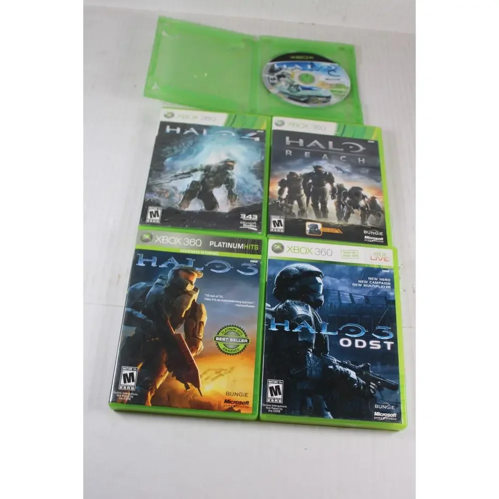 5 games: Halo, 3, 4, Reach, ODST (Microsoft Xbox) Authentic, tested